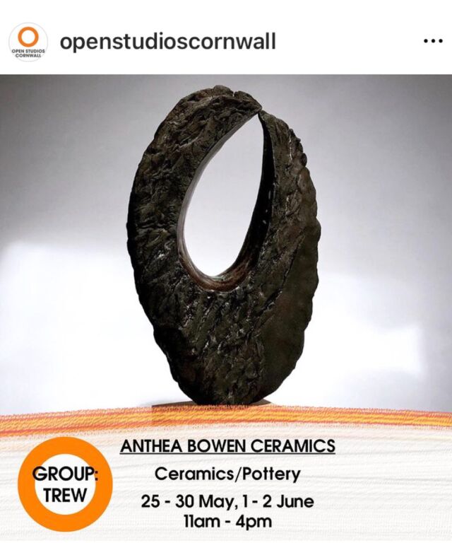 I will be participating in Open Studios Cornwall alongside my hubby @cornishspoons 
All info can be found on the Open Studios Cornwall website. Link in bio.  If you are in the area it would be lovely to see you 👍🏻 #ceramicart
#contemporaryceramics
#studiopottery
#potteryofinstagram
#cornwall
#earthenware
#madebyhand
#lovemakingpots
#coast
#cave
#zawn
#blackceramic
#texture
#seacave
#sculpture
#inspiredbynature
#coastalinspired
#earthforms
#antheabowen
#lovelocalarts
#cornwallbuyslocal
#porthlevenarts
#openstudioscornwall 
@wheretoseebuyceramicsuk
@cornwallbuyslocal  @openstudioscornwall  @cornishspoons